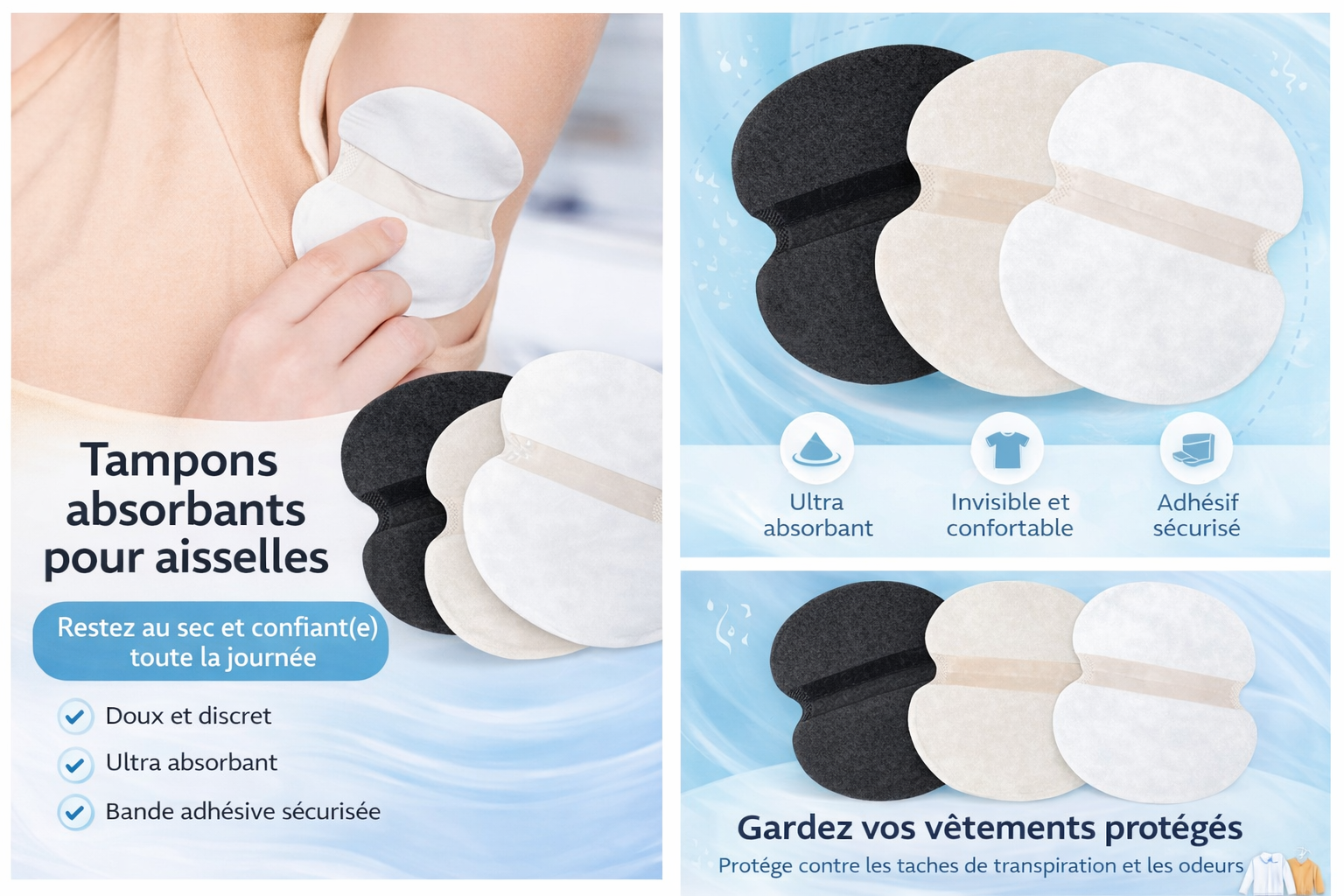 Tampons Absorbants pour Aisselles